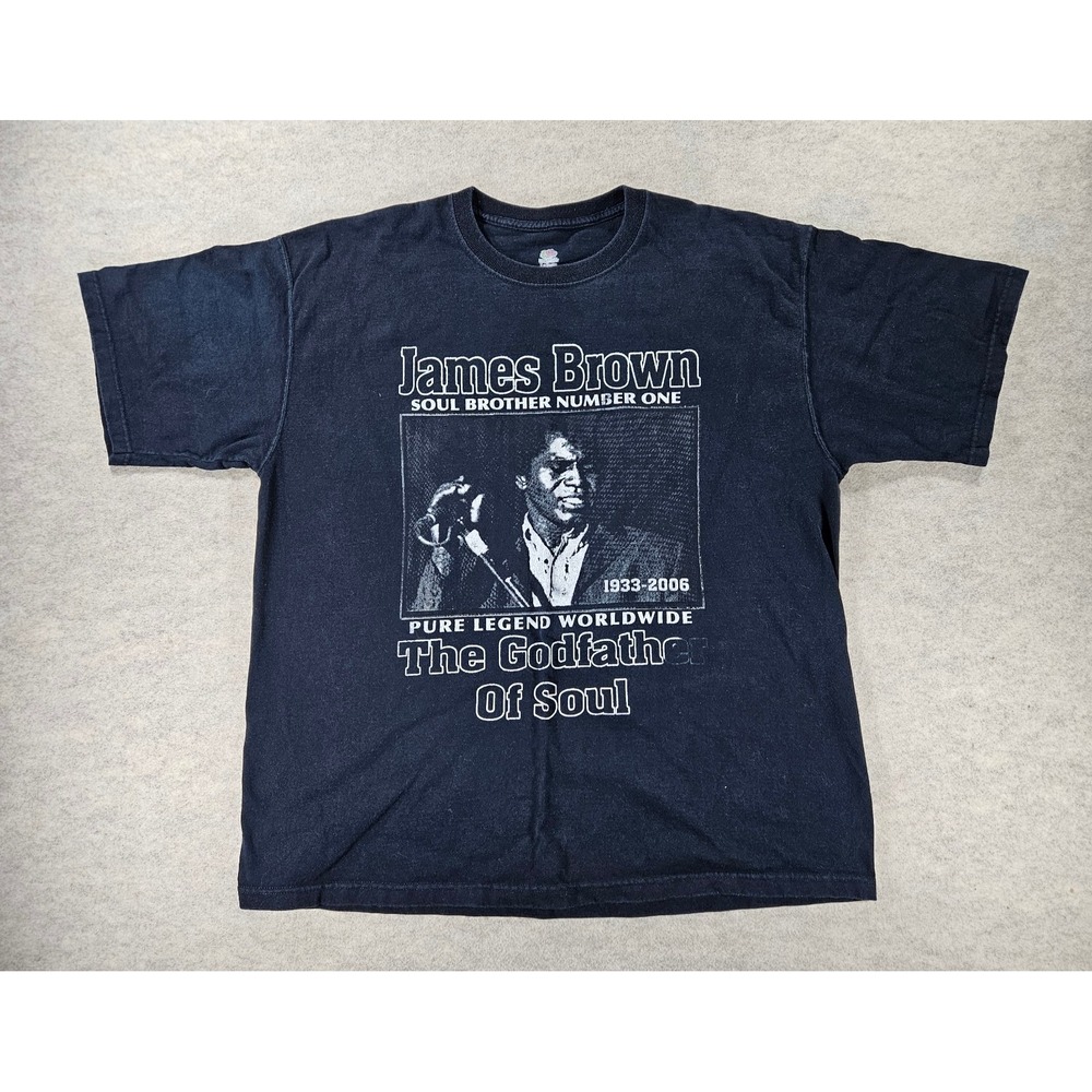 James Brown T Shirt Mens XL Black 2006 Godfather of Soul Double Sided Memorial